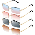 Miniatyrbillede 1 af 5: harp Rektangulære Rimless Solbriller, 4 stk. Retro Rektangulære Rimless Solbriller til Kvinder Mænd - Firkantede Rimless Solbriller