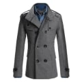 Miniatyrbild 1 av 5: Herr Dubbelknäppt Vinterjacka Vintage Mode Trenchcoat Solid Färg 3XL Gray