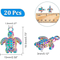 Miniatyrbilde 2 av 5: 20 stk 201 Rustfritt Stål Skilpadde Charm Regnbuefarget Skilpadde Anheng Metall Sjødyr Charms Fargerike Sommer Strand Charms Hav Charm for Smykkefremstilling