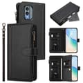 Magnetisk Läderplånboksfodral med 9 Kortfack, Blixtlåsficka och Handrem för Säker Förvaring For Nokia X30 5G