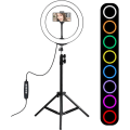 Miniatyrbillede 1 af 5: LED Ring Light, Bærbar LED Ring Fill Light i Metal med Tripod, dæmpbar LED-belysning til Indendørs Fill Light, Portræt, Mode