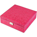 Miniatyrbillede 2 af 5: To-lags smykkeskrin Organizer Display Opbevaringskasse med lås (Rose)