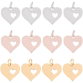 Miniatyrbilde 1 av 5: 18 stk. 3 farger Hjerte med Hjerte-charm Kjærlighetssmykke Rustfritt Stål-charm Hypoallergenisk Metall-charm Glatt Flatt Smykke for DIY Smykkefunn Laging