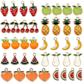 Miniatyrbilde 2 av 5: 40 stk. Thanksgiving Frukt Charm Legering Emalje Ananas Jordbær Kirsebær Eple Banan Fersken Anheng for DIY Smykkefremstilling