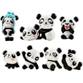 Miniatyrbillede 1 af 5: Sæt med 8 søde panda-dyreminiaturer til dekoration, figurlegetøj, gør-det-selv
