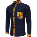 Miniatyrbillede 2 af 5: Herre Casual Skjorte med Knapper Langærmet Hipster Strandskjorter Navy 2XL