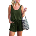 Miniatyrbilde 1 av 5: Dame Sommer Scoop Neck Ermeløs Tank Top Kort Jumpsuit Romper Green M