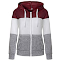 Miniatyrbillede 1 af 2: Hættetrøjer til Kvinder Farveblok Hættetrøje Basic Lynlås Jersey Jakke Langærmet Top Med Lommer Plus Størrelse Red gray M