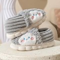 Miniatyrbillede 1 af 7: Søde tegneserieprint hjemmesko, slip-on med rund tå, lav top, skridsikker blød sål, fuzzy varme hjemmesko, plys behagelige sko grey EU40 41