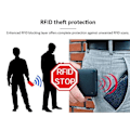 Miniatyrbild 3 av 5: Svart RFID- och NFC-skyddande plånbokskortfodral för 5 kort (äkta läder) Svart blå