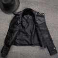 Miniatyrbillede 2 af 5: Dame Pu Casual Biker Jakke Kunstlæder Tynd Punk Mode Overtøj Sort M
