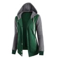 Miniatyrbillede 1 af 5: Sweatshirt til kvinder Patchwork Hætte Langærmet Firdobbelt-knap Top Jakke XL Green