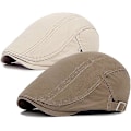 Miniatyrbild 1 av 5: 2-pack Newsboy Khaki/beige hattar för män Flat Cap Bomull Justerbar Andningsbar Irländsk Cabbie Ivy Körning Gatsby Jakt Hatt