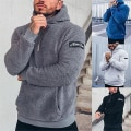 Miniatyrbild 2 av 5: Mjuk Teddy Hoodie Fuzzy Fleece Dragkedja Pullover Jacka Med Fickor Black 2XL