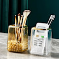 Miniatyrbillede 5 af 5: 2-delt Makeupbørsteholder Organizer, Akryl Guld Makeupbørsteholder Beholder til Badeværelsesbordplader, Børsteholder Makeupkopper