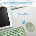 Miniatyrbilde 2 av 5: Trådløst tastatur og mus-kombinasjon for Windows 2,4 GHz trådløs bærbar mus med USB-mottaker 84 taster tastatur med søte runde retro-taster for PC La Blue