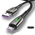 Pikkukuva 1 / 5: Usb Type C -kaapeli Led Android -matkapuhelinlaturi Datakaapeli Black For Type-C 0.3m (1.0ft)