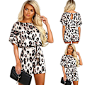 Miniatyrbilde 2 av 5: Sommerlige, avslappede jumpsuiter for kvinner, jumpsuiter med korte ermer Leopard M