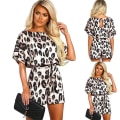 Miniatyrbilde 2 av 5: Sommerlige, avslappede jumpsuiter for kvinner, jumpsuiter med korte ermer Leopard XL