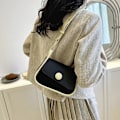 Miniatyrbillede 5 af 5: Ny Trend Mode Simpel Skuldertaske Fritid Pendler Kunstlæder Skuldertaske black