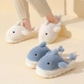 Miniatyrbild 5 av 9: Söta hajtofflor halkfria slip-on skor inomhus för män mjuka plysch mysiga vinterskor blue EU44 45
