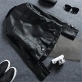 Miniatyrbillede 5 af 5: Dame Pu Casual Biker Jakke Kunstlæder Tynd Punk Mode Overtøj Sort M