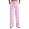 Pikkukuva 1 / 4: Naisten pyjamahousut joustavat olohousut ruudulliset pyjaman alaosat Pink XL