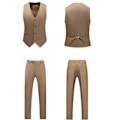 Pikkukuva 3 / 4: Miesten Puvut 2-Nappinen Slim Fit 3-osainen Puku khaki L