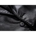 Miniatyrbilde 4 av 5: Uformell Blazerjakke i Faux Skinn for Menn med Hakket Krage og 2 Knapper, Slim Fit Black L