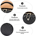 Miniatyrbillede 3 af 5: Ny Enkel Ternet Dame Lille Firkantet Taske Kunstlæder Hånd Bill Skuldertaske Crossbody Taske black