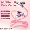 Pikkukuva 3 / 5: AHASTYLE XC04 1m PD 27W Datakaapeli USB-A/Type-C - Type-C/IP Latauskaapeli - Vihreä Pink