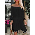 Miniatyrbillede 4 af 5: Dame Casual Off Shoulder Blondekjole, Bryllups Aftenfest Kjoler White M