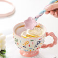 Miniatyrbillede 4 af 5: 1 stk. snoet langskaftet keramikske, husholdningsske med godt udseende og sød stil, omrøringsske, kaffeske, piget hjerteske, pink