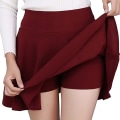 Miniatyrbilde 1 av 5: Kvinners Plise Mini-Skjørt, Solid Ruffle Lingeri-Skjørt Med Shorts Red 3XL