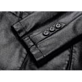 Miniatyrbild 3 av 5: Herr Casual Notch Krage 2 Knapp Slim Faux Läder Blazer Kostym Jacka Navy S