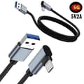 Miniatyrbild 3 av 5: Flexibel Type-C-kabel, Type-C till USB A laddningskabel och datakabel.