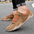 Miniatyrbild 5 av 5: Herrhandsydda casual skor andningsbara mode sneakers 105 Yellow EU 43