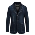 Miniatyrbilde 1 av 5: Denim Blazer Jakke Dressjakke Herre Casual Hverdagsstil Multi Lomme Denim Hakket Revers Dark Blue XL