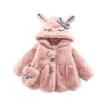 Miniatyrbilde 1 av 5: Jenter Varm Vinterjakke Hette Fuskepels Fleecejakke For Småbarn Baby Pink 90