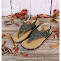 Miniatyrbild 2 av 5: Dam Solid Color Broderade Flip Flop Sandaler Strandtofflor 086 Green EU 41