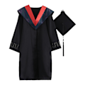 Miniatyrbillede 1 af 5: 2021 Voksen Graduation Gown Langærmet Universitets Akademisk Kjole Lynlås Lukning Plus Size Graduation Gown Robe Mortarboard-hat B Red M