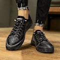 Miniatyrbillede 4 af 5: Herre Casual Sko Mode Sneakers Frhv2199 Black EU 44