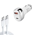 Miniatyrbillede 1 af 3: QC3.0 18W USB + PD 20W USB-C / Type-C Biloplader med Type-C til Type-C Datakabel