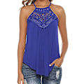Miniatyrbilde 1 av 5: Tanktopp for kvinner, avslappet sommer grime spaghetti stropp blonde ermeløse topper BLUE M
