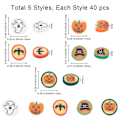 Miniatyrbillede 4 af 5: 1 Æske 1 Æske 200 stk. 5 Stilarter Halloween Cabochons Resin Ornamenter Spøgelse Græskar Flagermus Hætte Flad Bagside Scrapbog Udsmykning Charms til DIY Broche Ørering D