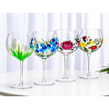 Miniatyrbild 4 av 5: 1 st handmålat vinglas i högkvalitativt glas, kristall, högt glas, hushåll, nischglas, vinglas A009
