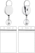 Plast ID-hållare med utdragbar rullesats, vertikal ID-hållare med rullhållare silver 2-pack