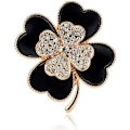 Miniatyrbillede 1 af 5: Broche Pins Heldige Firkløver Guldblad Rhinestone Krystal Valentinsblomst Reversbrocher Til Kvinder Piger Mode Smykker Gave