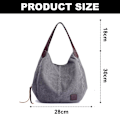 Miniatyrbillede 2 af 5: Multi Pocket Skuldertaske til Kvinder, Canvas Håndtaske, Enkelt Skuldertaske, Kunstnerisk og Minimalistisk White*Grey