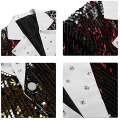 Miniatyrbilde 4 av 5: Herre Paljett Dressjakke Smoking, Party Show Punk Prom Scene Blazer Red S